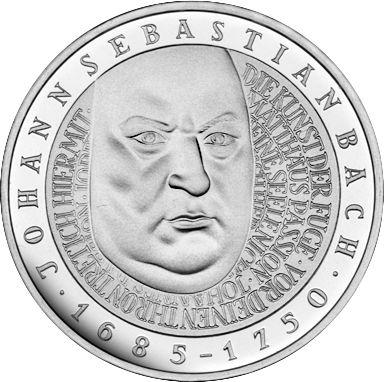 Anverso 10 marcos 2000 A "Bach" - valor de la moneda de plata - Alemania, RFA