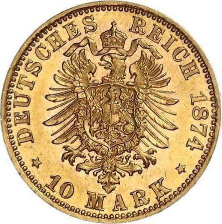 Реверс монеты - 10 марок 1874 года D "Бавария" - цена золотой монеты - Германия, Германская Империя