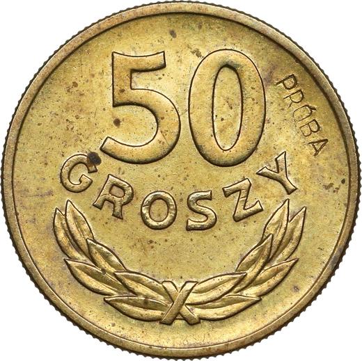 Reverso Pruebas 50 groszy 1957 Latón - valor de la moneda  - Polonia, República Popular