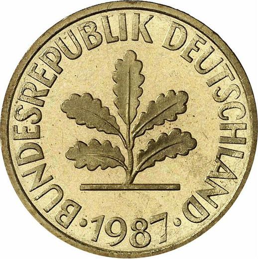 Реверс монеты - 10 пфеннигов 1987 года J - цена  монеты - Германия, ФРГ