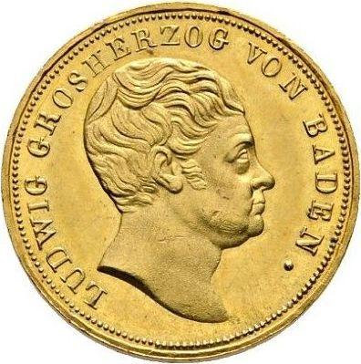 Аверс монеты - 10 гульденов 1824 года - цена золотой монеты - Баден, Людвиг I