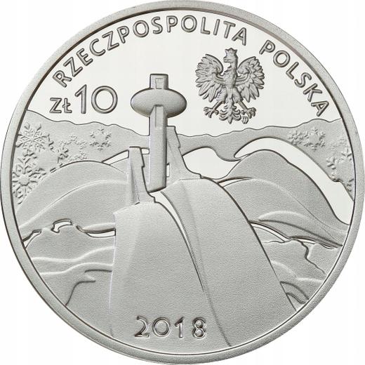 Anverso 10 eslotis 2018 MW "Selección polaca en los Juegos Olímpicos de Pyeongchang 2018" - valor de la moneda de plata - Polonia, República moderna
