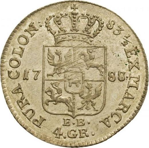 Rewers monety - Złotówka (4 groszy) 1788 EB - cena srebrnej monety - Polska, Stanisław II August