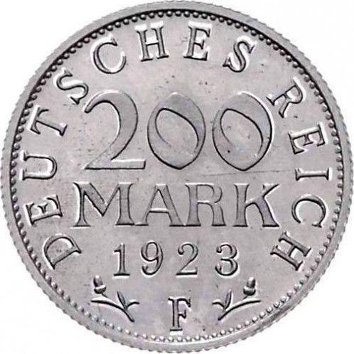 Rewers monety - 200 marek 1923 F - cena  monety - Niemcy, Republika Weimarska