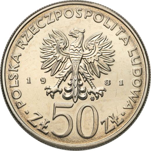 Аверс монеты - Пробные 50 злотых 1981 года MW "Болеслав II Смелый" Никель - цена  монеты - Польша, Народная Республика