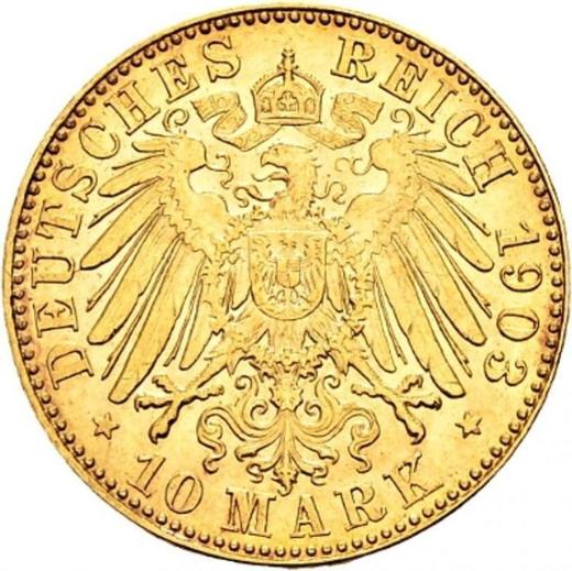 Reverso 10 marcos 1903 J "Hamburg" - valor de la moneda de oro - Alemania, Imperio alemán