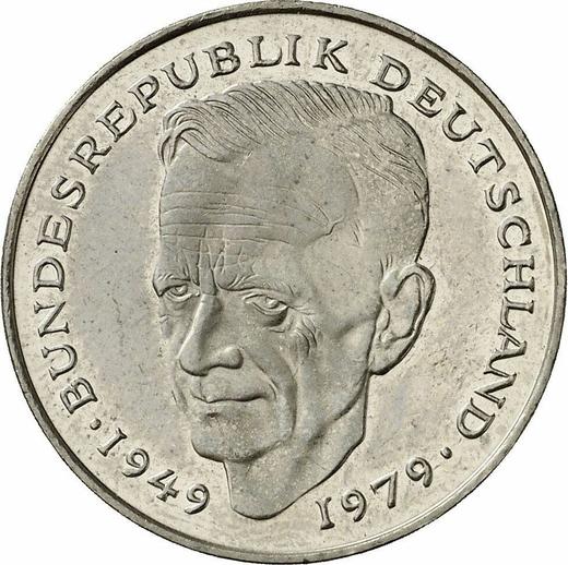 Аверс монеты - 2 марки 1992 года A "Курт Шумахер" - цена  монеты - Германия, ФРГ