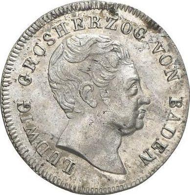 Awers monety - 6 krajcarów 1820 "Typ 1820-1822" - cena srebrnej monety - Badenia, Ludwik I