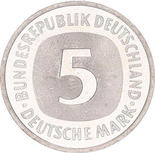 Anverso 5 marcos 1992 J - valor de la moneda  - Alemania, RFA