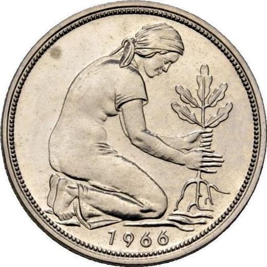 Реверс монеты - 50 пфеннигов 1966 года D - цена  монеты - Германия, ФРГ