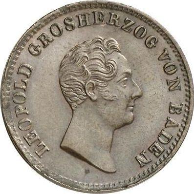 Аверс монеты - 1 крейцер 1843 года - цена  монеты - Баден, Леопольд