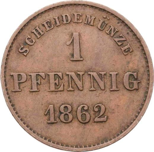 Реверс монеты - 1 пфенниг 1862 года - цена  монеты - Саксен-Мейнинген, Бернгард II
