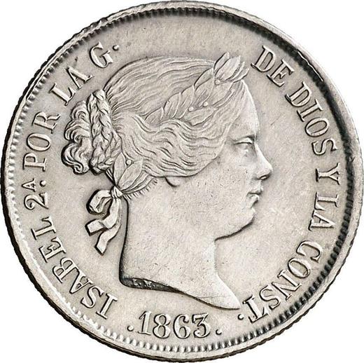 Avers 4 Reales 1863 Sieben spitze Sterne - Silbermünze Wert - Spanien, Isabella II