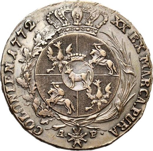 Reverso Medio tálero 1772 AP "Cinta en el pelo" - valor de la moneda de plata - Polonia, Estanislao II Poniatowski