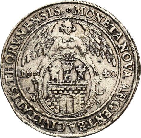 Rewers monety - Talar 1640 MS "Toruń" - cena srebrnej monety - Polska, Władysław IV