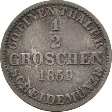 Reverso Medio grosz 1859 B - valor de la moneda de plata - Hannover, Jorge V