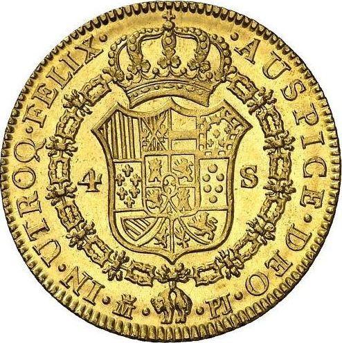 Реверс монеты - 4 эскудо 1781 года M PJ - цена золотой монеты - Испания, Карл III