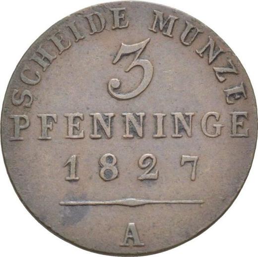 Реверс монеты - 3 пфеннига 1827 года A - цена  монеты - Пруссия, Фридрих Вильгельм III