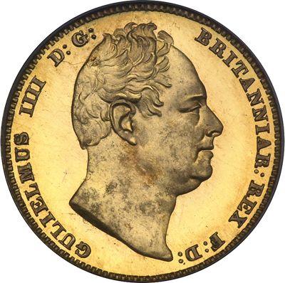 Аверс монеты - 1/2 соверена 1837 года "Большой тип (19 мм)" Аверс шести пенсов - цена золотой монеты - Великобритания, Вильгельм IV