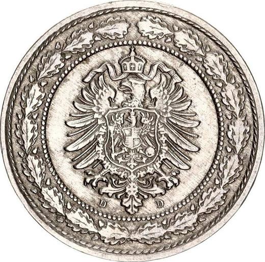 Reverso 20 Pfennige 1887 D "Tipo 1887-1888" - valor de la moneda  - Alemania, Imperio alemán