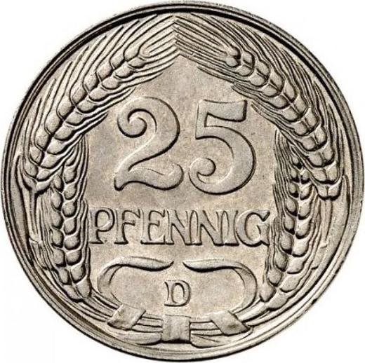 Anverso 25 Pfennige 1910 D "Tipo 1909-1912" - valor de la moneda  - Alemania, Imperio alemán