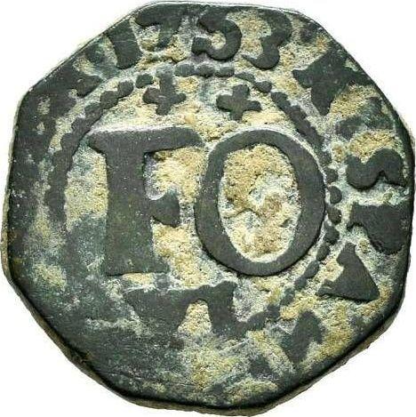 Аверс монеты - 1 мараведи 1753 года PA Надпись "FO VI" - цена  монеты - Испания, Фердинанд VI