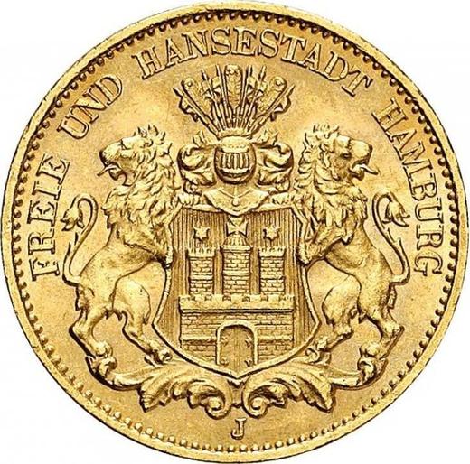 Аверс монеты - 10 марок 1913 года J "Гамбург" - цена золотой монеты - Германия, Германская Империя