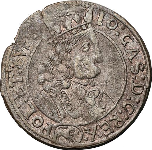 Аверс монеты - Шестак (6 грошей) 1656 года "Портрет с обводкой" - цена серебряной монеты - Польша, Ян II Казимир