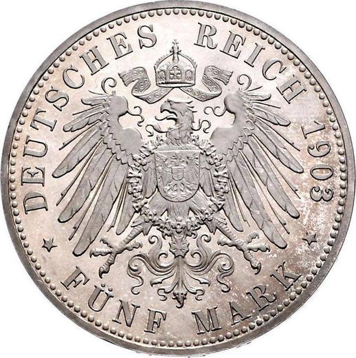 Reverso 5 marcos 1903 A "Prusia" - valor de la moneda de plata - Alemania, Imperio alemán