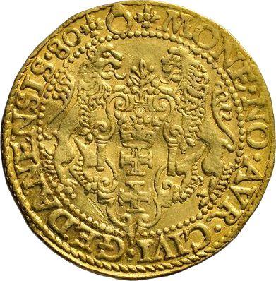 Реверс монеты - Дукат 1580 года "Гданьск" - цена золотой монеты - Польша, Стефан Баторий