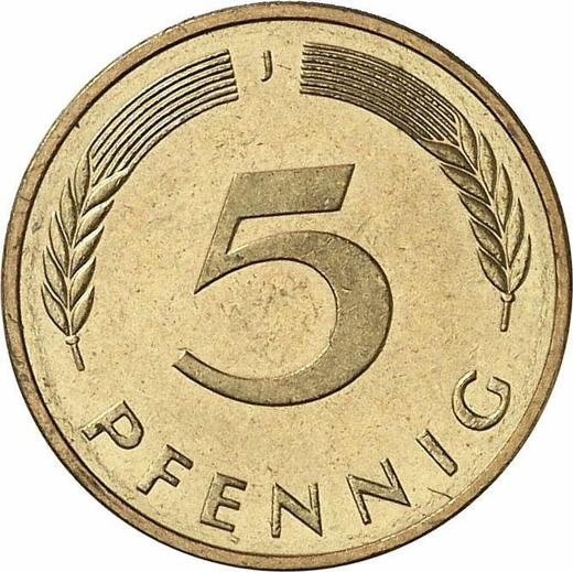 Аверс монеты - 5 пфеннигов 1987 года J - цена  монеты - Германия, ФРГ