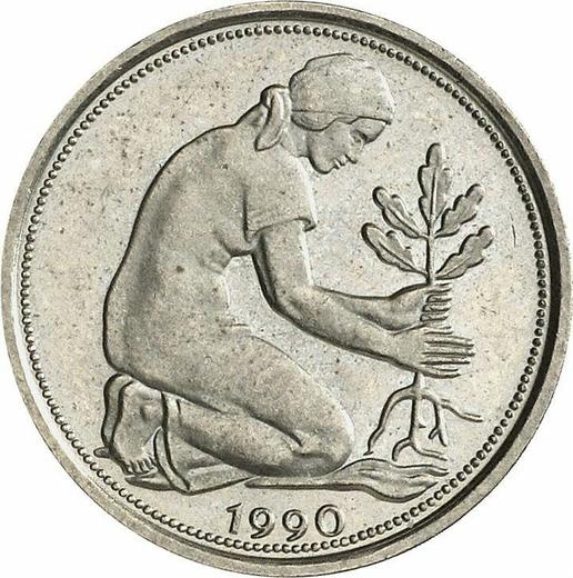 Реверс монеты - 50 пфеннигов 1990 года F - цена  монеты - Германия, ФРГ