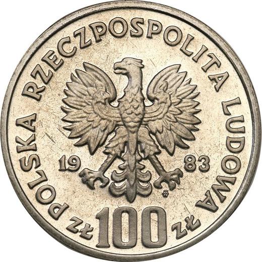Аверс монеты - Пробные 100 злотых 1983 года MW "Медведь" Никель - цена  монеты - Польша, Народная Республика