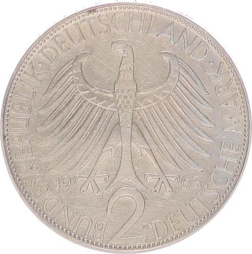 Reverso 2 marcos 1963 D "Max Planck" - valor de la moneda  - Alemania, RFA