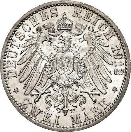 Reverso 2 marcos 1912 A "Prusia" - valor de la moneda de plata - Alemania, Imperio alemán