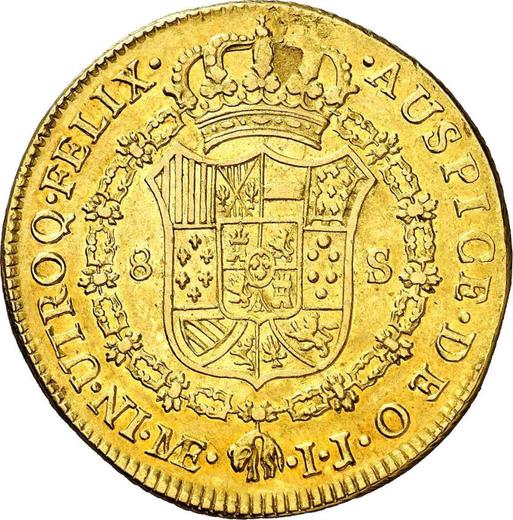 Реверс монеты - 8 эскудо 1787 года IJ - цена золотой монеты - Перу, Карл III