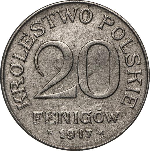 Реверс монеты - 20 пфеннигов 1917 года FF - цена  монеты - Польша, Королевство Польское