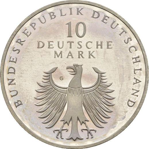 Реверс монеты - 10 марок 1998 года G "Немецкая марка" - цена серебряной монеты - Германия, ФРГ
