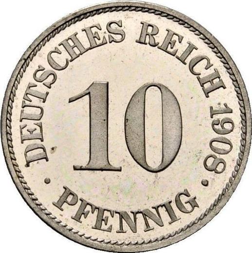 Аверс монеты - 10 пфеннигов 1908 года A "Тип 1890-1916" - цена  монеты - Германия, Германская Империя