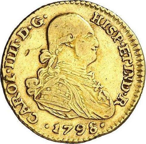 Аверс монеты - 1 эскудо 1798 года NR JJ - цена золотой монеты - Колумбия, Карл IV