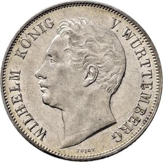 Аверс монеты - 1 гульден 1853 года - цена серебряной монеты - Вюртемберг, Вильгельм I