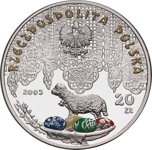 Anverso 20 eslotis 2003 MW "Śmigus-dyngus" - valor de la moneda de plata - Polonia, República moderna