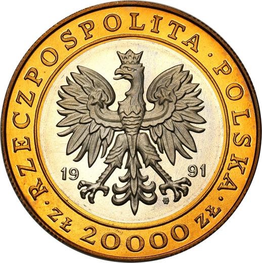 Аверс монеты - 20000 злотых 1991 года MW "250 лет Варшавскому монетному двору" - цена  монеты - Польша, III Республика до деноминации