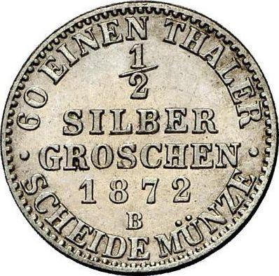 Rewers monety - 1/2 silbergroschen 1872 B - cena srebrnej monety - Prusy, Wilhelm I