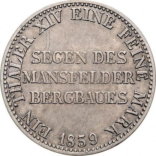 Reverso Tálero 1839 A "Minero" - valor de la moneda de plata - Prusia, Federico Guillermo III