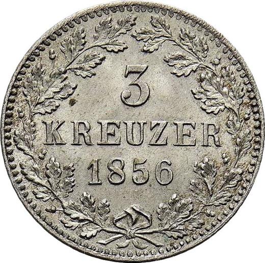 Реверс монеты - 3 крейцера 1856 года - цена серебряной монеты - Вюртемберг, Вильгельм I