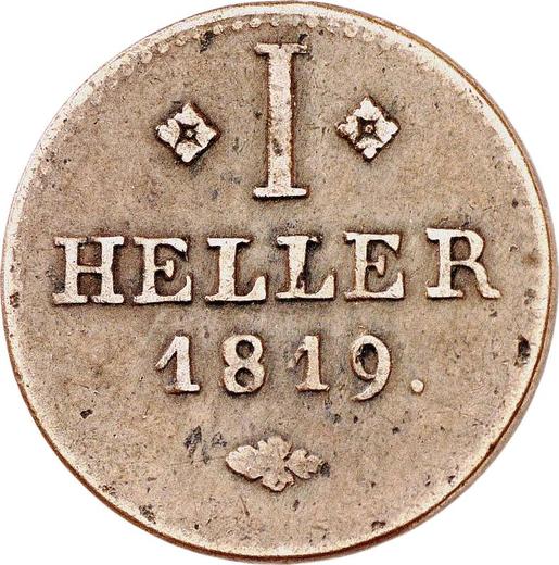 Реверс монеты - Геллер 1819 года - цена  монеты - Гессен-Кассель, Вильгельм I