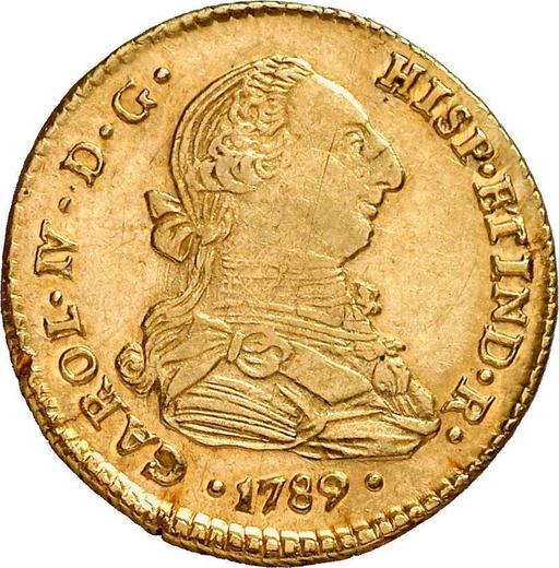 Awers monety - 2 escudo 1789 PTS PR - cena złotej monety - Boliwia, Karol IV