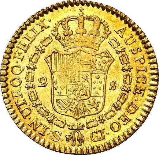 Revers 2 Escudos 1821 S CJ - Goldmünze Wert - Spanien, Ferdinand VII