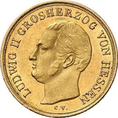 Аверс монеты - 5 гульденов 1842 года C.V.  H.R. - цена золотой монеты - Гессен-Дармштадт, Людвиг II